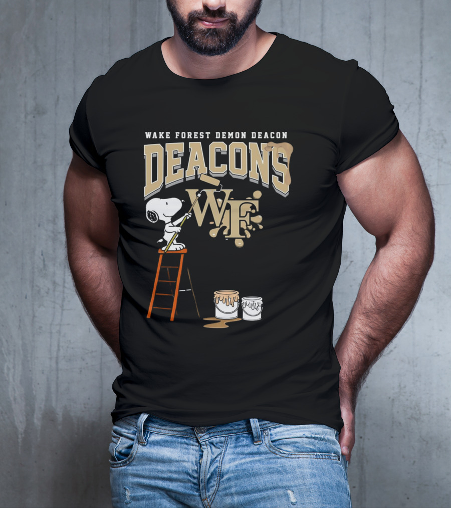 Wake Forest Demon Deacons Snoopy Painting Team Spirit T-Shirt