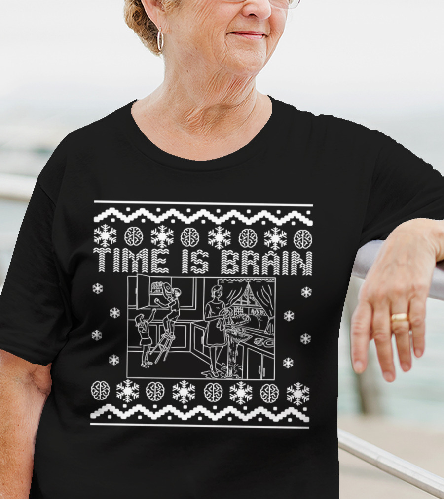 Time Is Brain Retro Kitchen Scene With Snowflake And Brain T-Shirt
