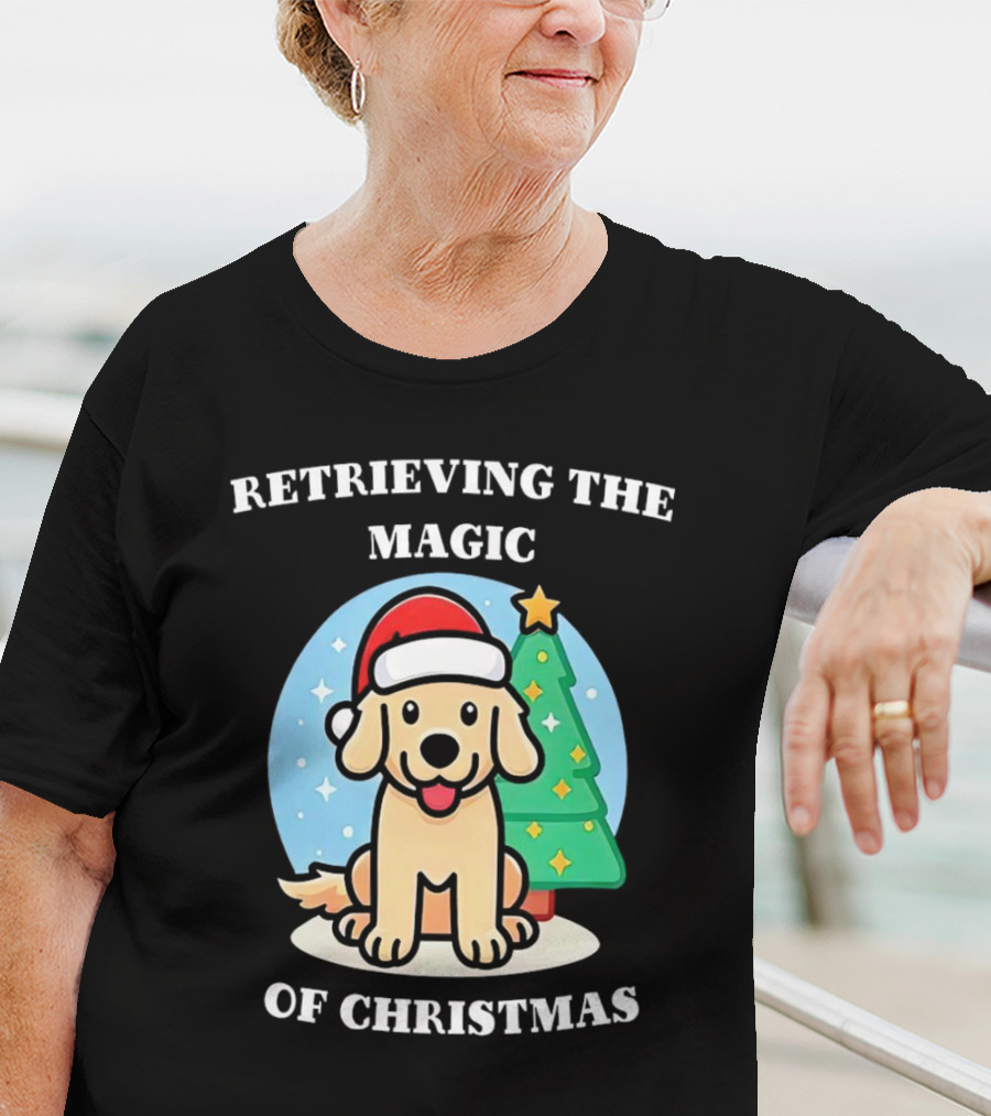 Retrieving The Magic Of Christmas With Santa Dog And Christmas Tree T-Shirt
