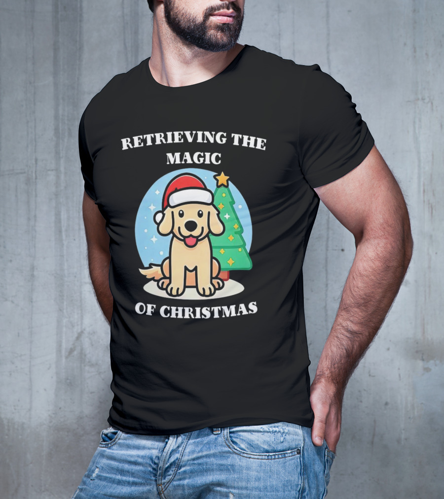 Retrieving The Magic Of Christmas With Santa Dog And Christmas Tree T-Shirt