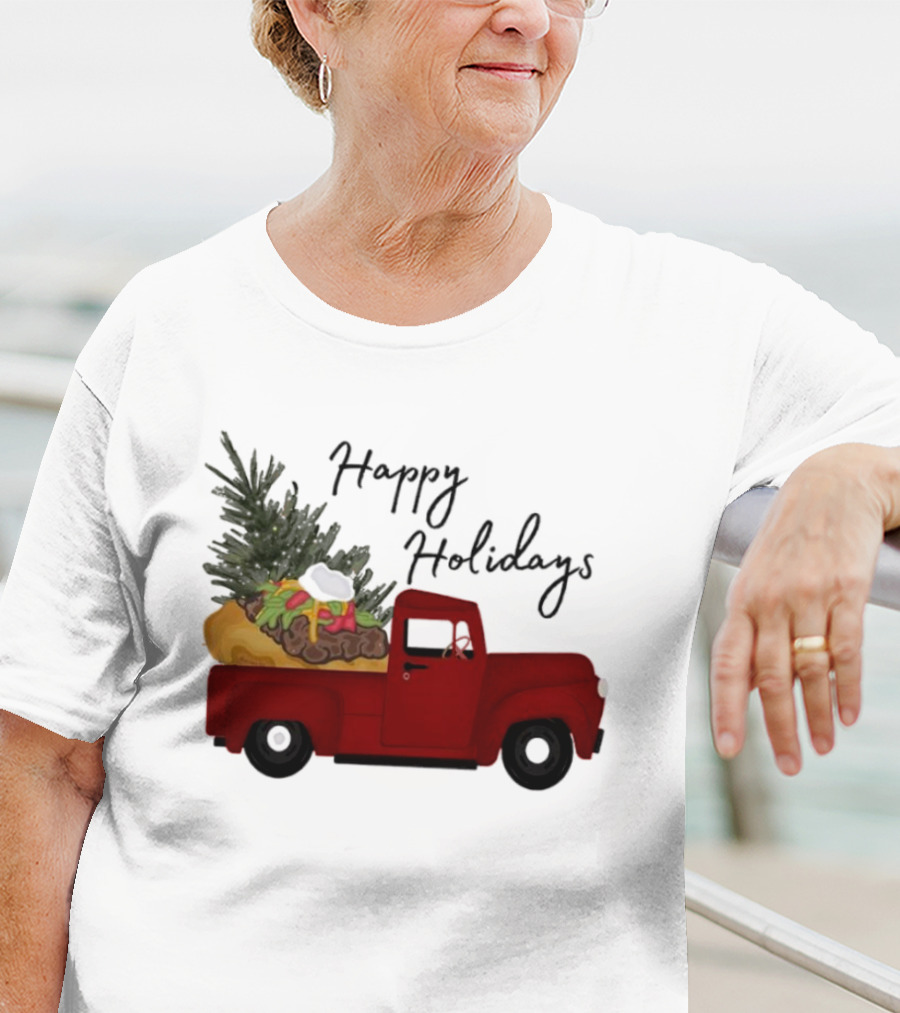 Happy Holidays Red Truck With Taco And Tree T-Shirt