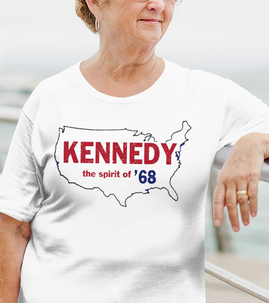 Kennedy The Spirit Of ’68 USA Map Outline T-Shirt