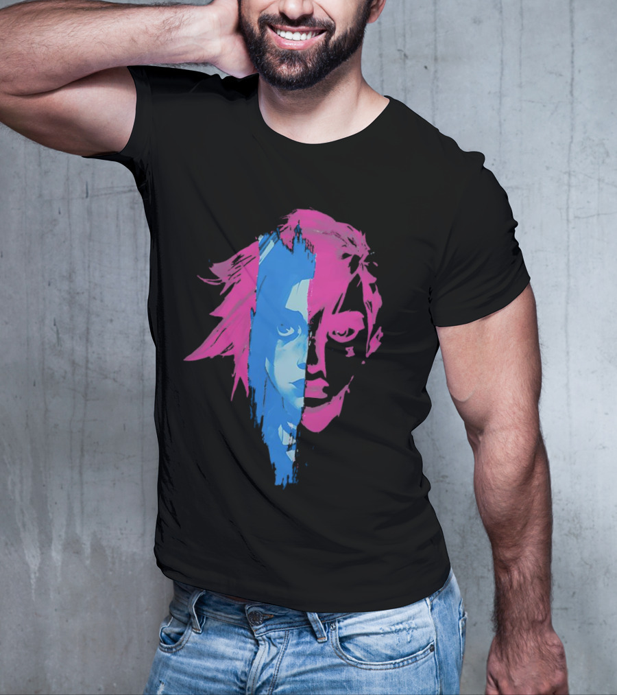 Arcane Vi And Jinx Split Face Blue And Pink T-Shirt