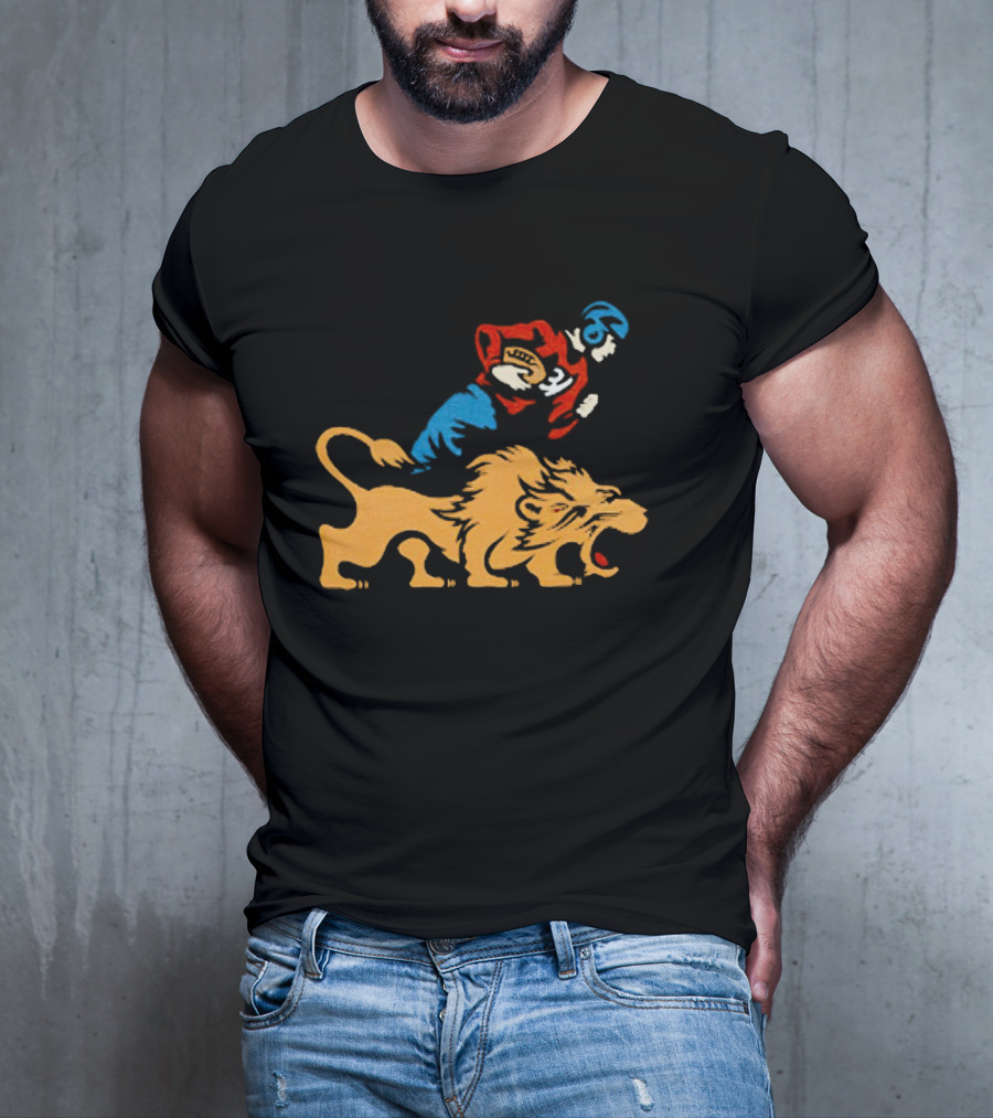 Detroit Lions Vintage Football Player And Lion Emblem This Story Is Just Beginning T-Shirt
