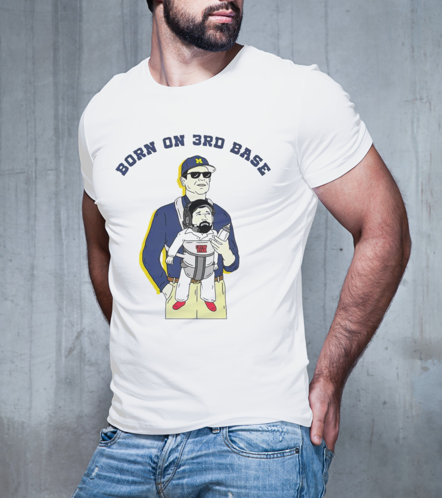 Born On 3rd Base Jim Harbaugh Michigan With Beard Baby T-Shirt
