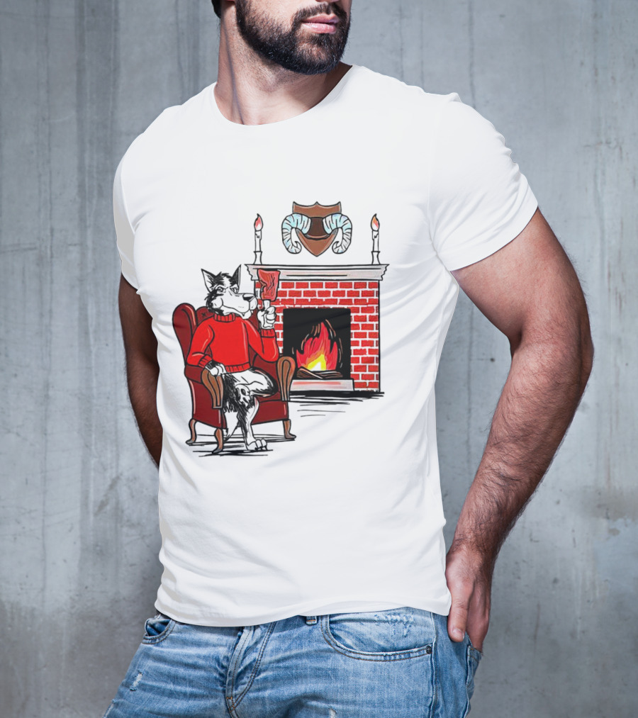 NC State Wolfpack Cozy Fireplace Christmas Scene Sweater Wolf T-Shirt