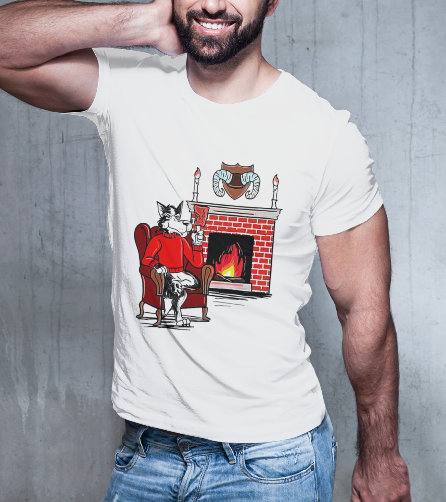 NC State Wolfpack Cozy Fireplace Christmas Scene Sweater Wolf T-Shirt