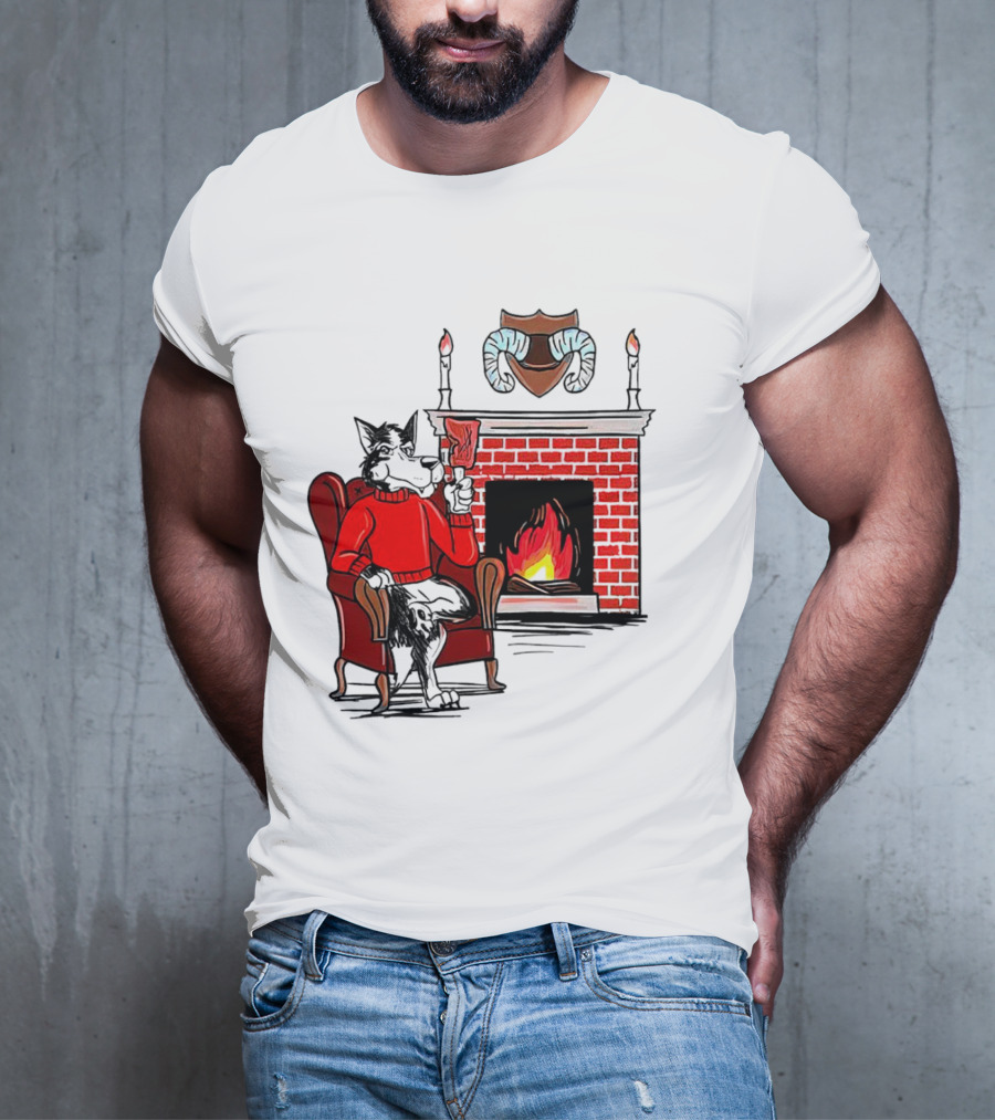 NC State Wolfpack Cozy Fireplace Christmas Scene Sweater Wolf T-Shirt