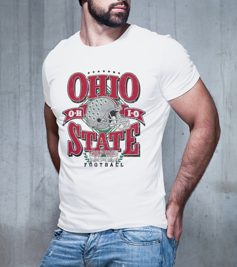 Ohio State Buckeyes Football Helmet Stadium Vintage T-Shirt