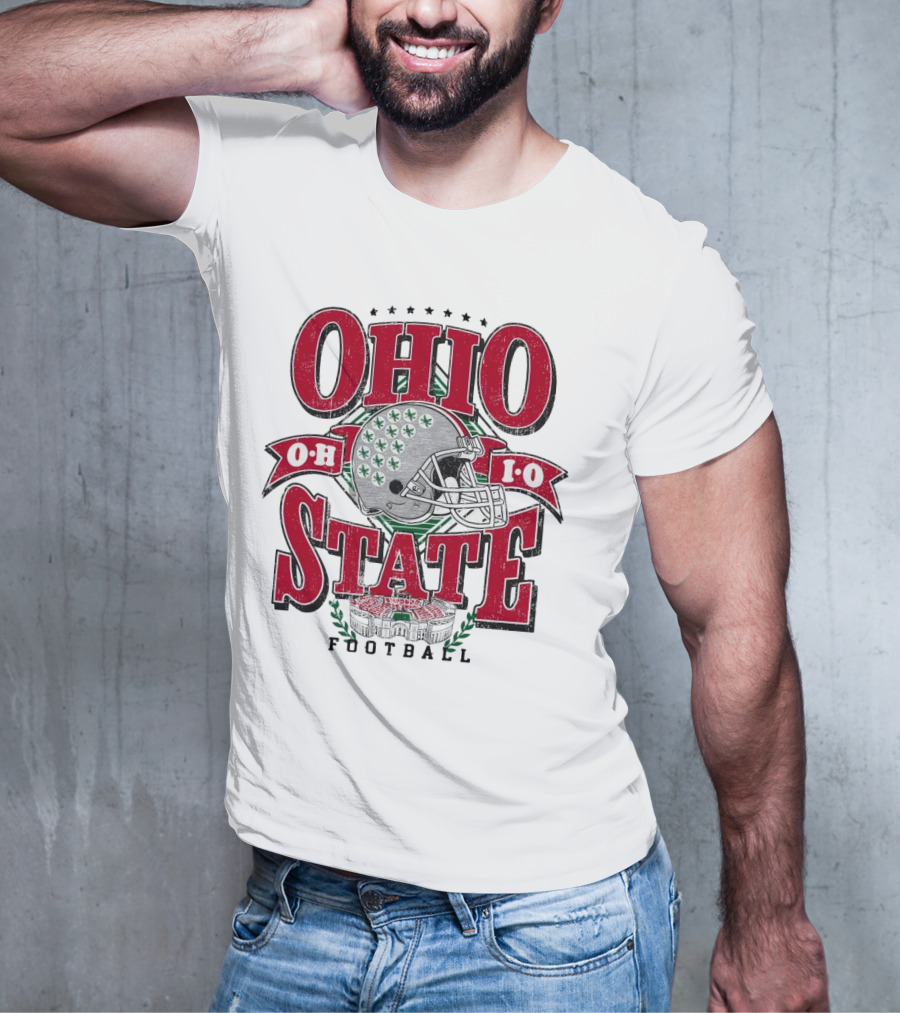 Ohio State Buckeyes Football Helmet Stadium Vintage T-Shirt