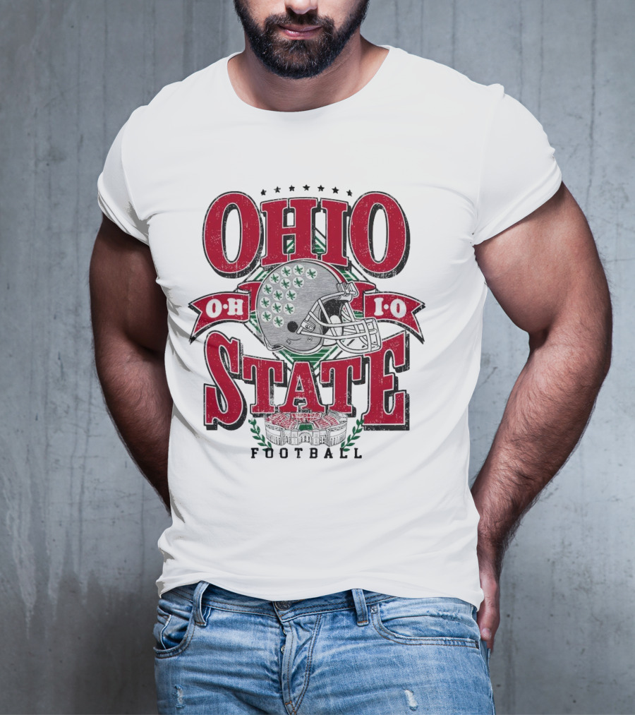 Ohio State Buckeyes Football Helmet Stadium Vintage T-Shirt