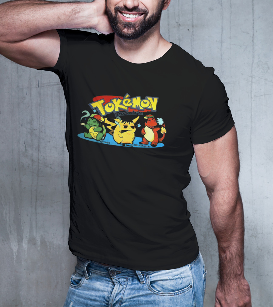 Tokemon Gotta Smoke 'Em All Herbachu Meowth 420 Hashmander T-Shirt