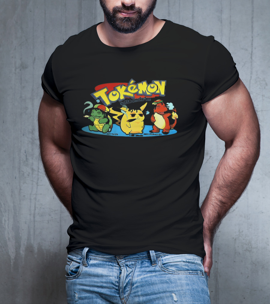 Tokemon Gotta Smoke 'Em All Herbachu Meowth 420 Hashmander T-Shirt