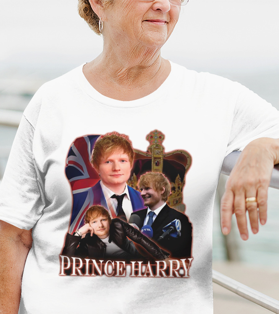 Prince Harry Ed Sheeran Union Jack Crown T-Shirt