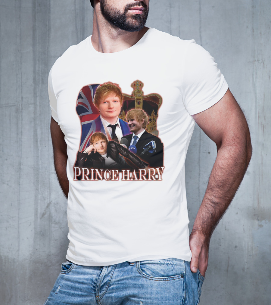 Prince Harry Ed Sheeran Union Jack Crown T-Shirt