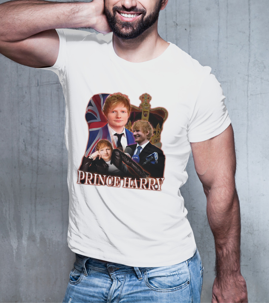 Prince Harry Ed Sheeran Union Jack Crown T-Shirt