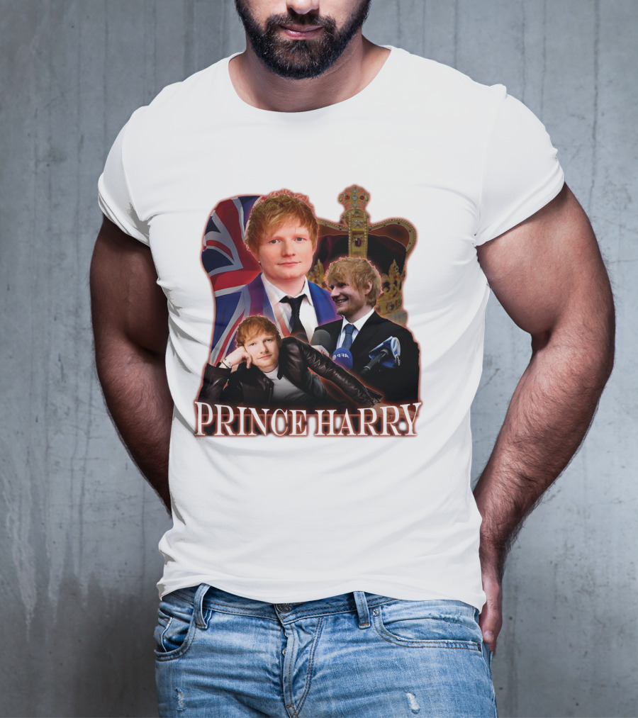 Prince Harry Ed Sheeran Union Jack Crown T-Shirt