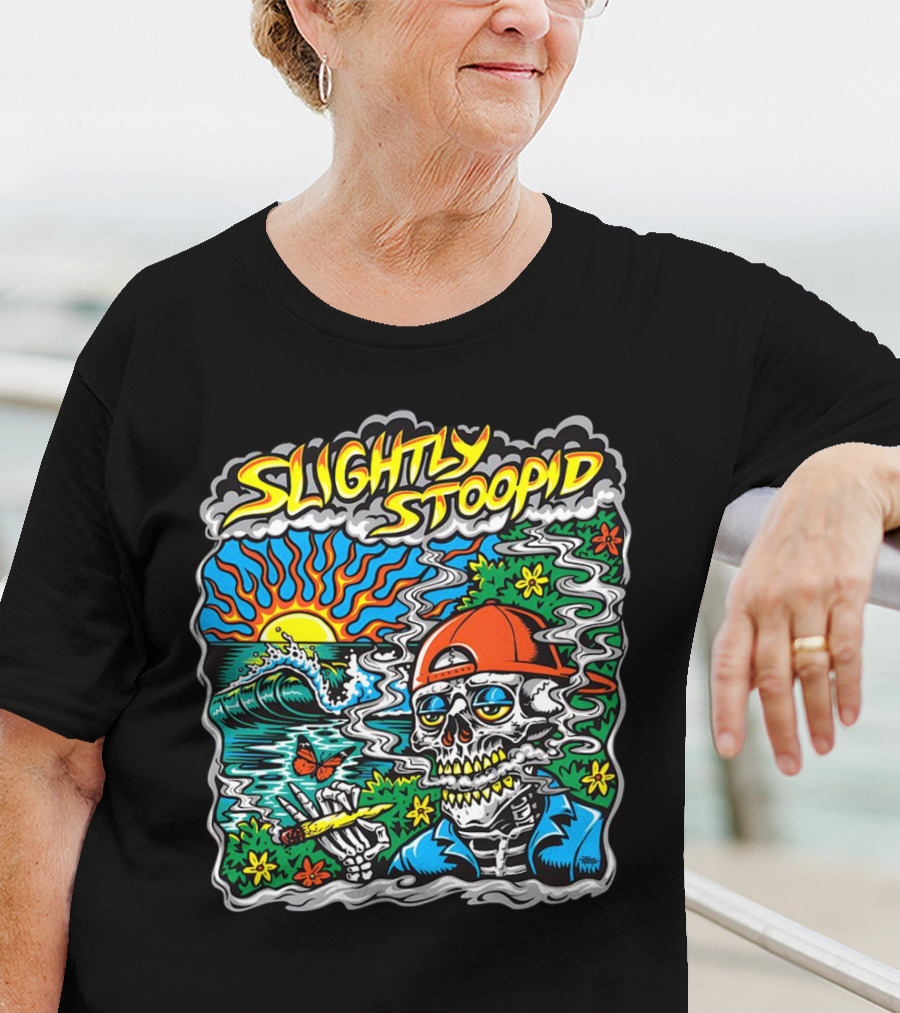 Slightly Stoopid Sun Surf Skeleton Smoke Wake And Bake T-Shirt