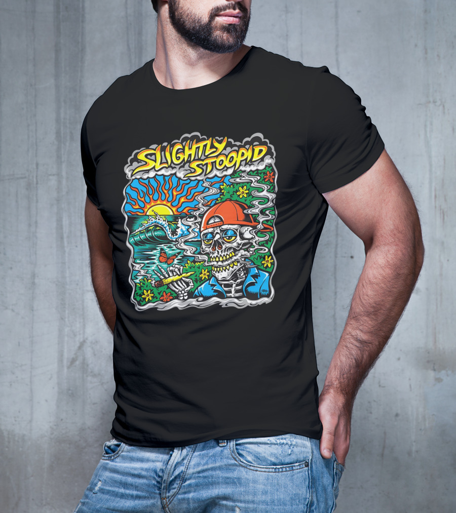 Slightly Stoopid Sun Surf Skeleton Smoke Wake And Bake T-Shirt