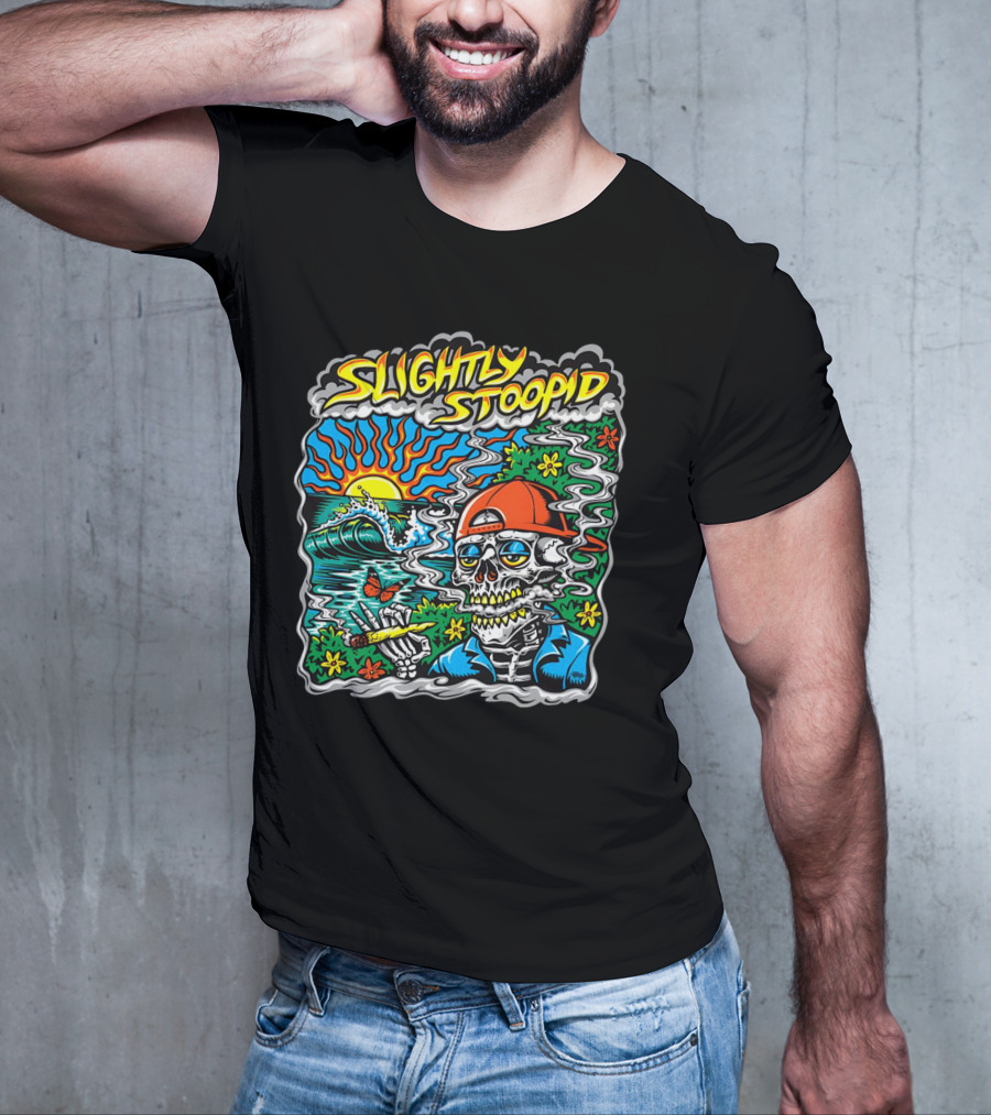 Slightly Stoopid Sun Surf Skeleton Smoke Wake And Bake T-Shirt