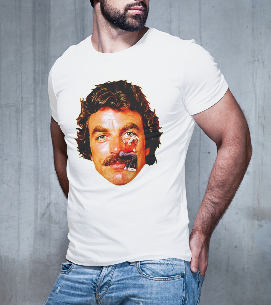 Tom Selleck Mustache Ride Head Portrait With Man T-Shirt
