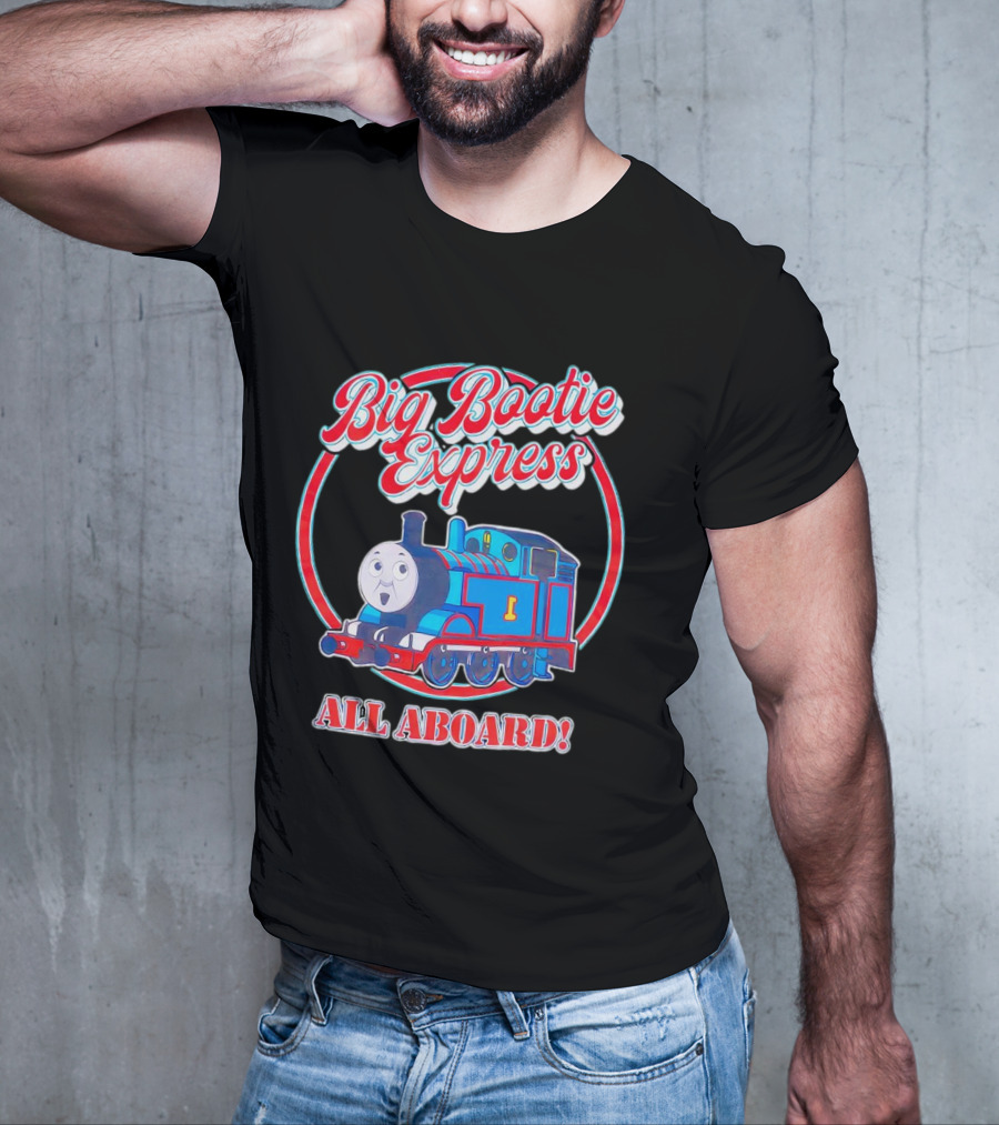 Big Bootie Express All Aboard Train Engine Character T-Shirt