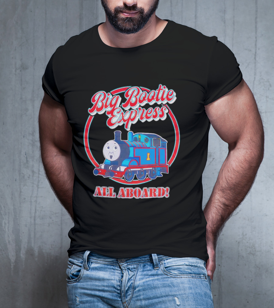 Big Bootie Express All Aboard Train Engine Character T-Shirt