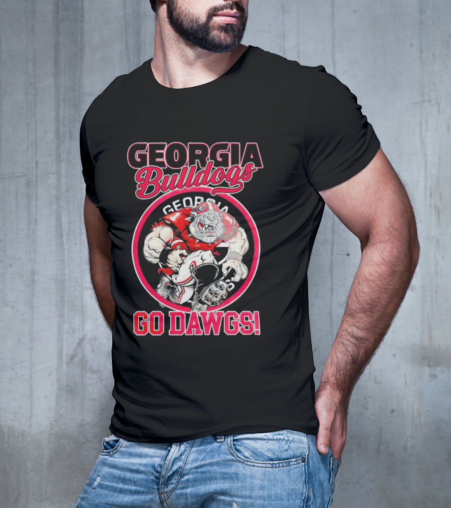 Georgia Bulldogs Go Dawgs UGA Aggressive Mascot T-Shirt