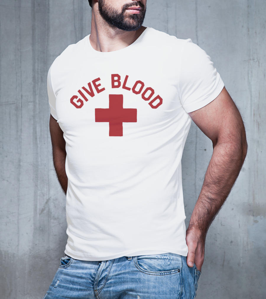 Give Blood Red Cross Text Red T-Shirt