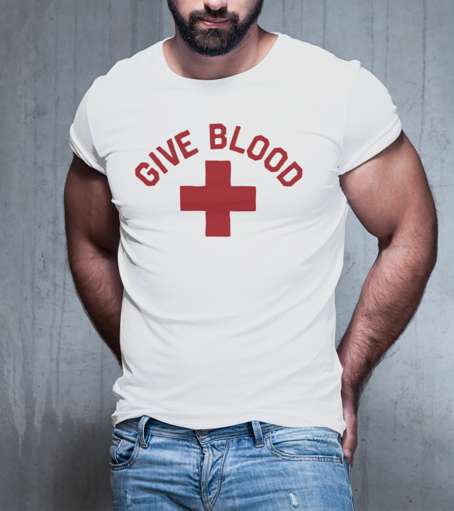 Give Blood Red Cross Text Red T-Shirt