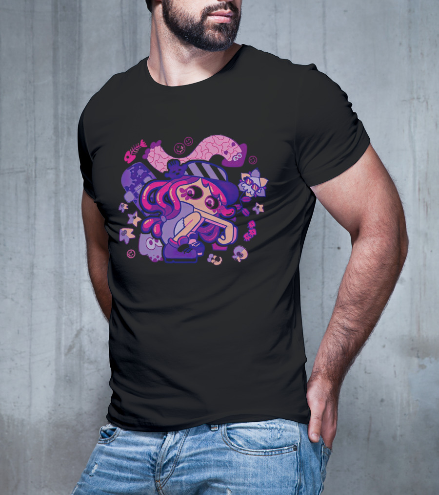 Hotlantis Harmony Splatoon Character Surrounded By Artistic Marine Elements T-Shirt