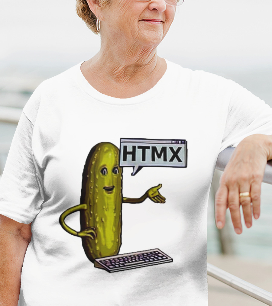 HTMX Keyboard Pickle T-Shirt