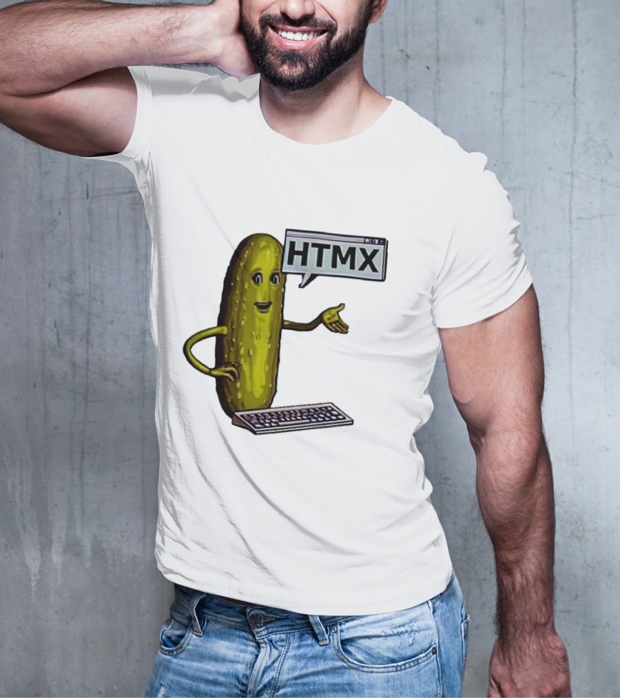HTMX Keyboard Pickle T-Shirt