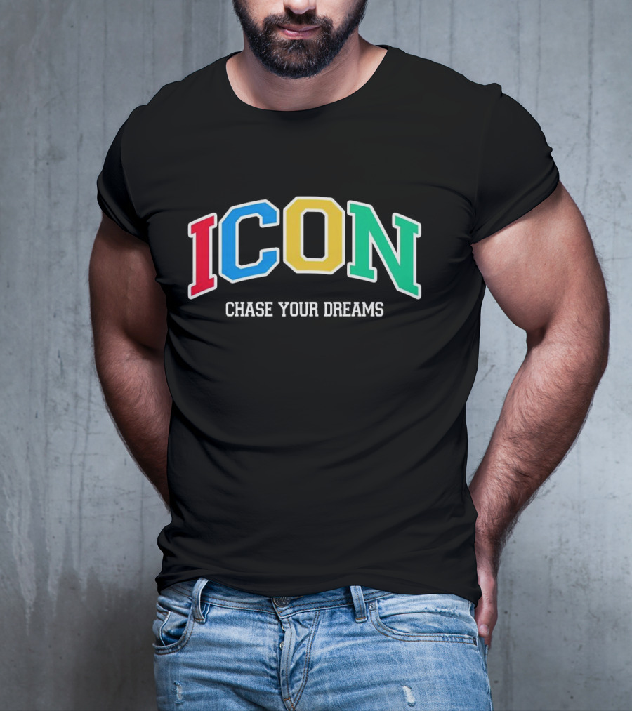 ICON Chase Your Dreams Multicolor Block Letters T-Shirt