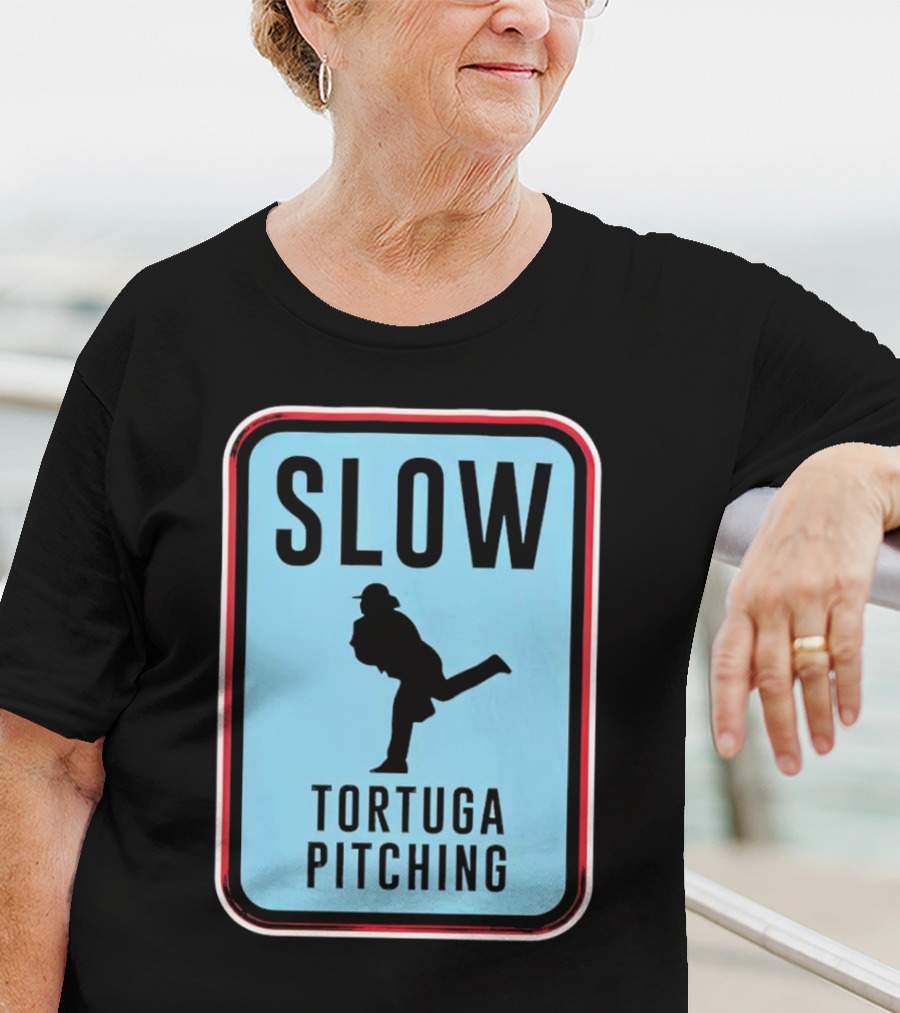 SLOW Tortuga Pitching Sign Baseball T-Shirt