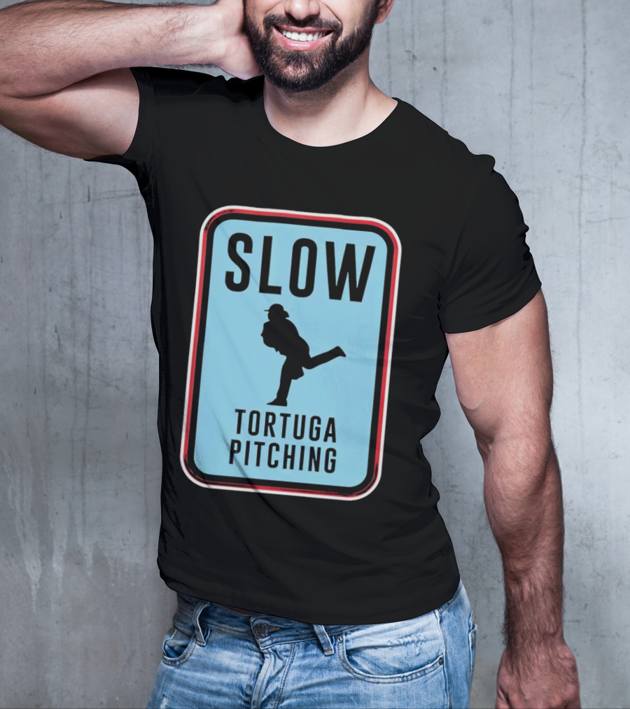 SLOW Tortuga Pitching Sign Baseball T-Shirt