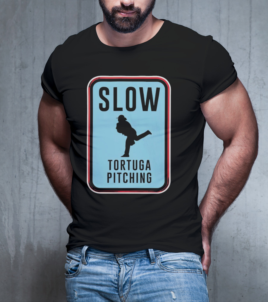 SLOW Tortuga Pitching Sign Baseball T-Shirt