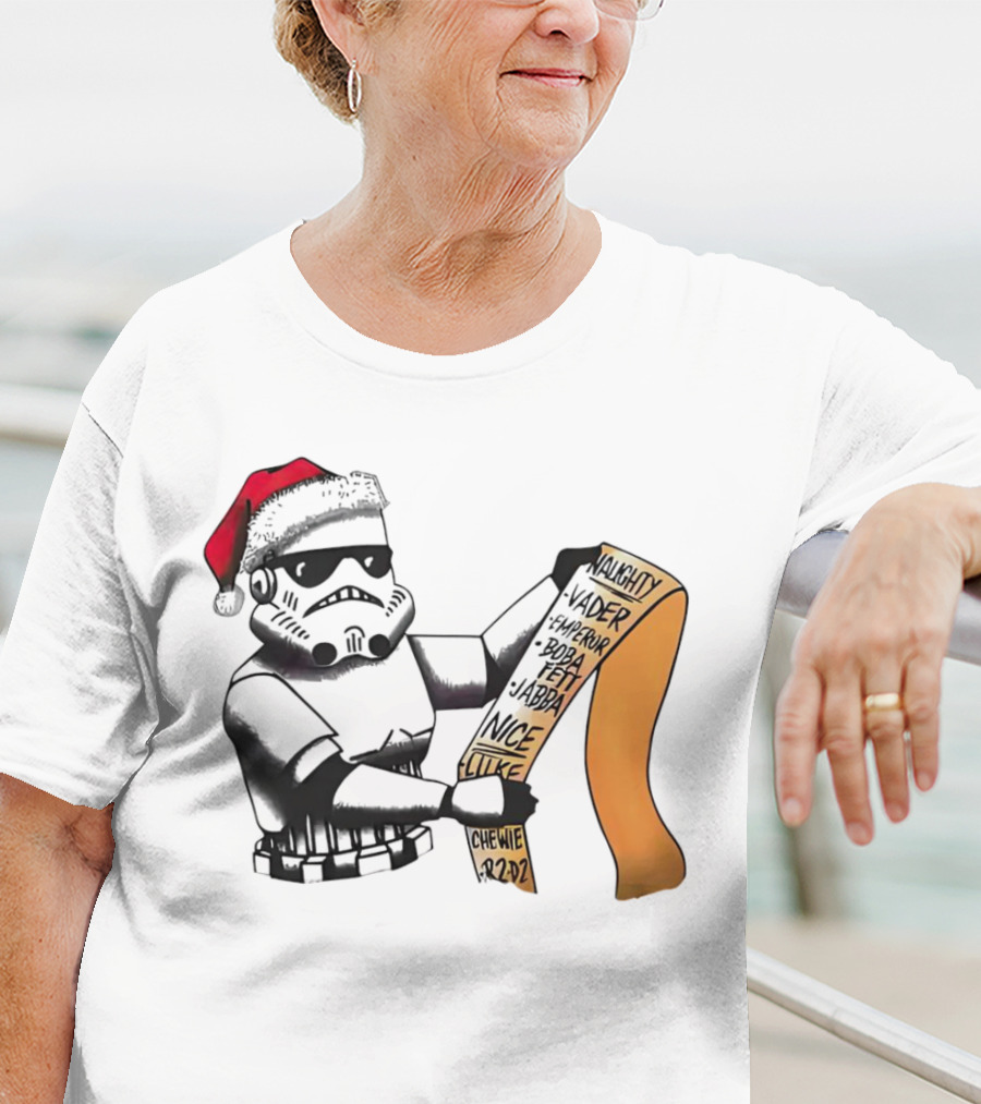 Stormtrooper Santa Naughty Nice List Vader Chewie Holiday Fun T-Shirt