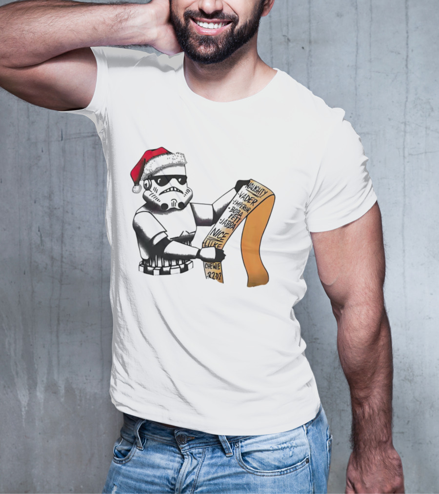 Stormtrooper Santa Naughty Nice List Vader Chewie Holiday Fun T-Shirt