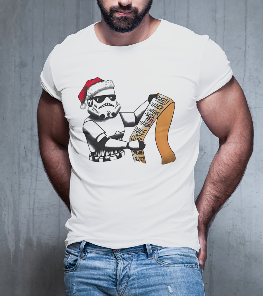 Stormtrooper Santa Naughty Nice List Vader Chewie Holiday Fun T-Shirt