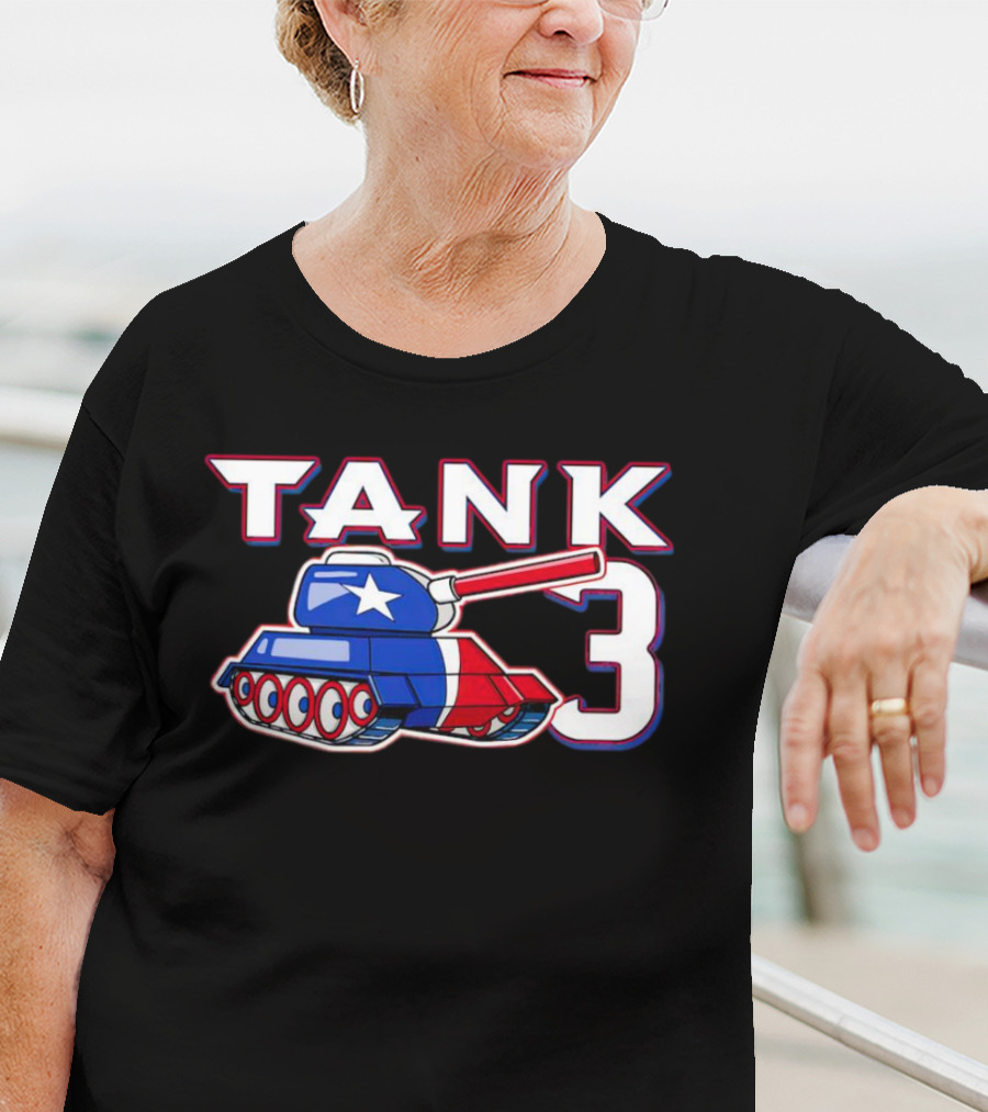 Texas Rangers Tank 3 Patriotic Flag Colors T-Shirt