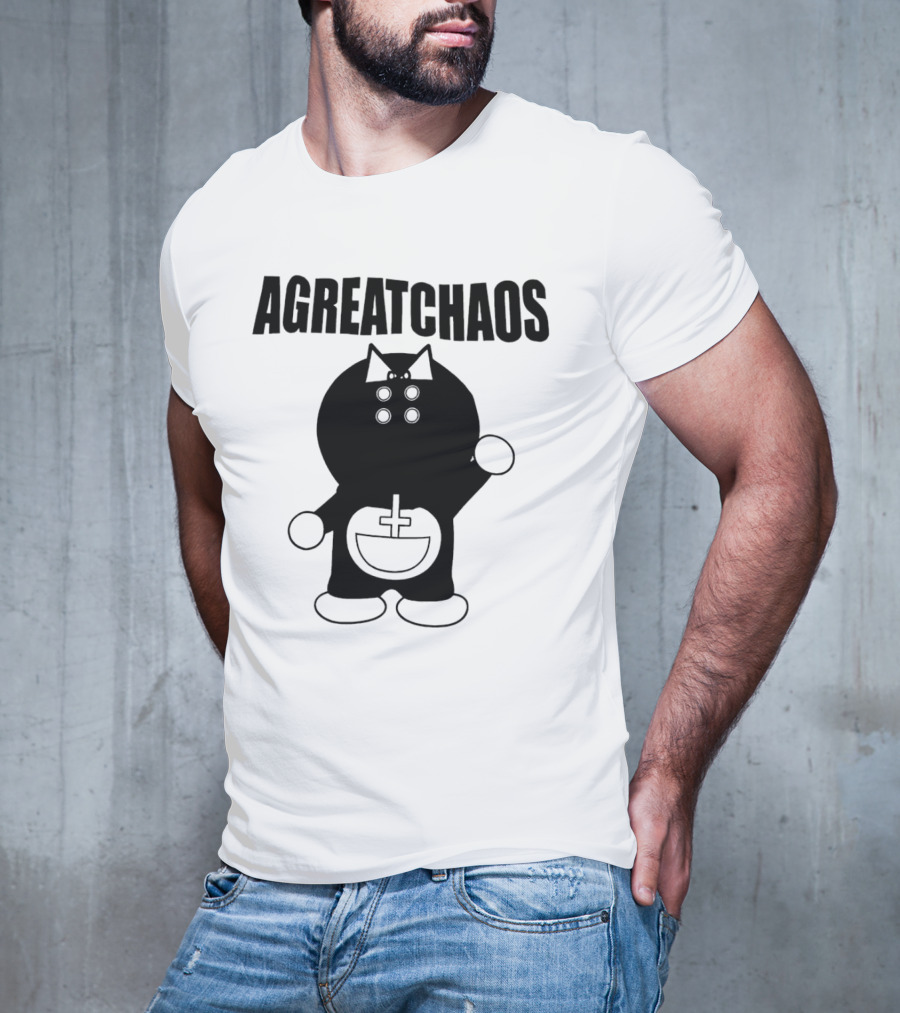 AGREATCHAOS Doraemon Silhouette With Cross T-Shirt
