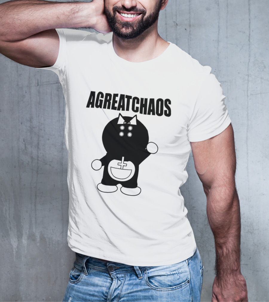 AGREATCHAOS Doraemon Silhouette With Cross T-Shirt