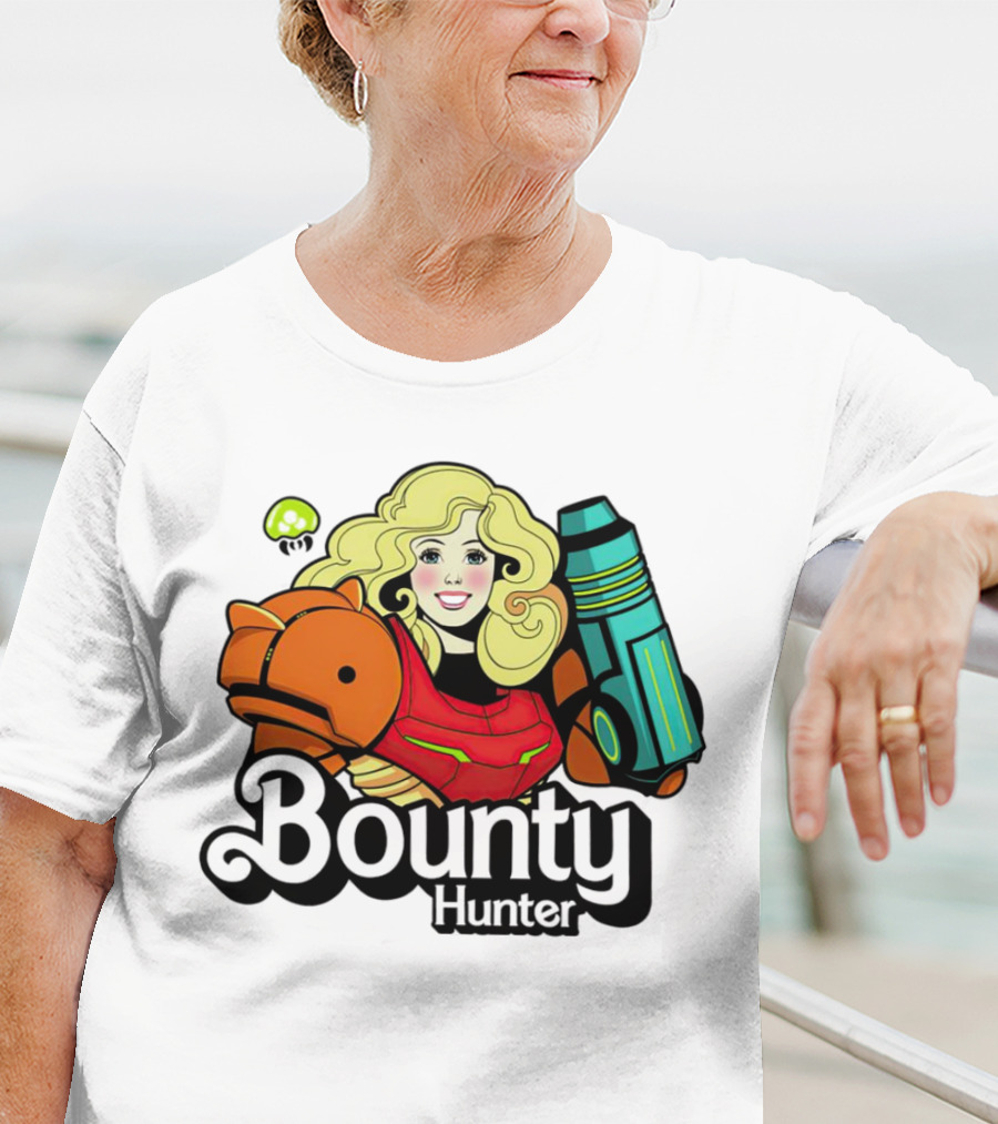 Bounty Hunter Retro Blonde Character With Sci-Fi Armor T-Shirt