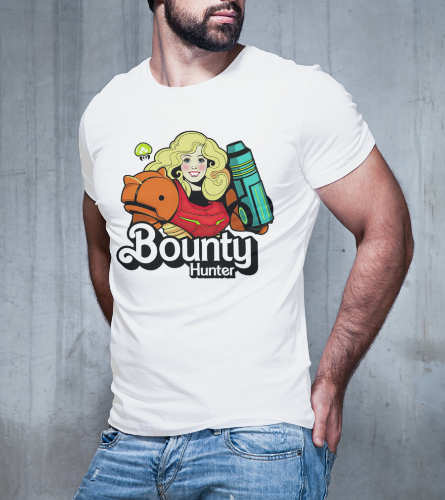 Bounty Hunter Retro Blonde Character With Sci-Fi Armor T-Shirt