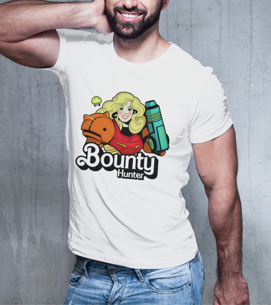 Bounty Hunter Retro Blonde Character With Sci-Fi Armor T-Shirt
