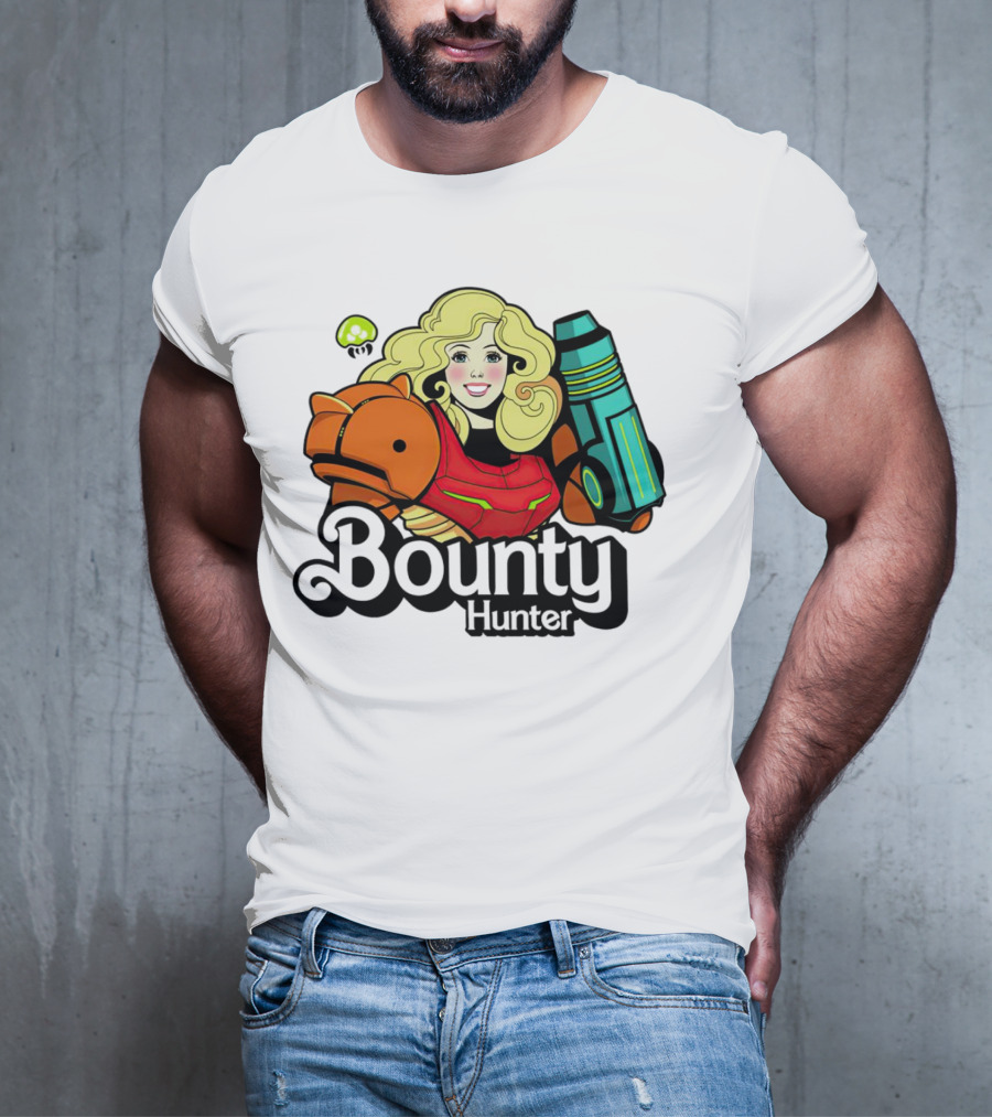 Bounty Hunter Retro Blonde Character With Sci-Fi Armor T-Shirt