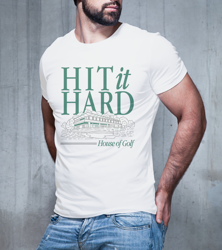 Hit It Hard House Of Golf Sports Building Outline T-Shirt