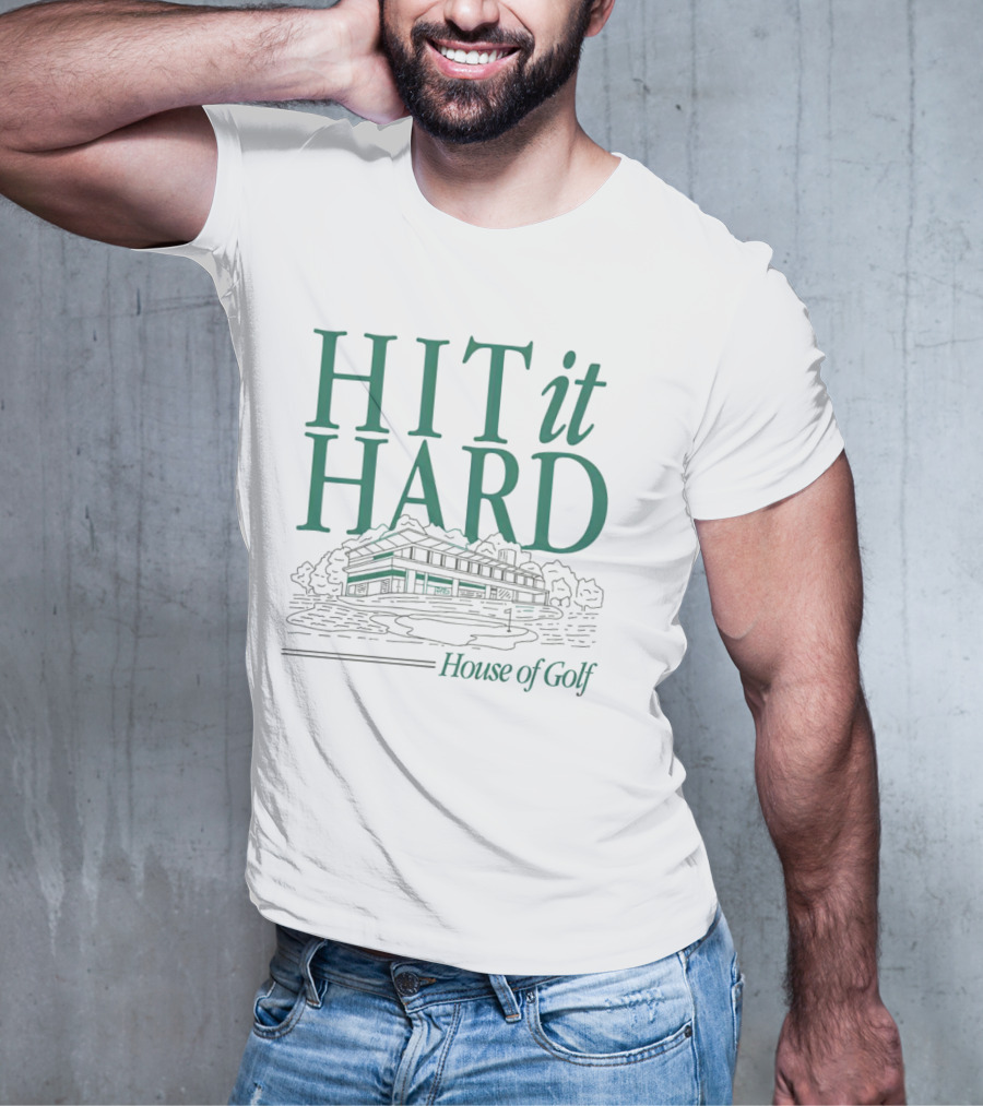 Hit It Hard House Of Golf Sports Building Outline T-Shirt