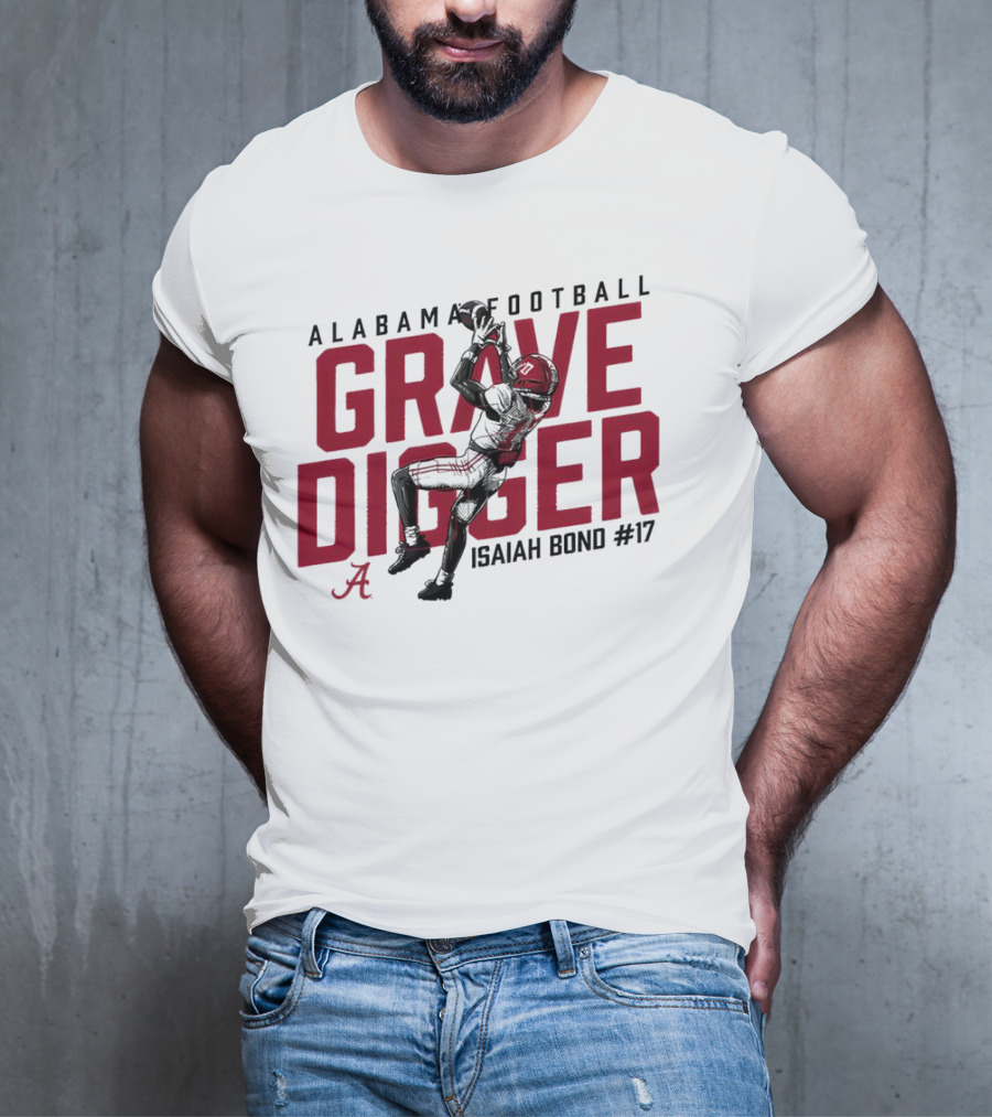 Alabama Football Isaiah Bond #17 Grave Digger Crimson Tide T-Shirt